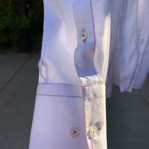 White shirt w/multi color stitchings - Picture 9 of 10